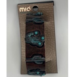 Mia Inspirations Copper Verdigris Cactus Cuff Bracelet Turquoise Accents MDB7347
